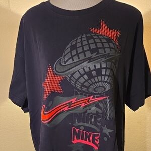 Nike Black Graphic T-Shirt with Pink Accents